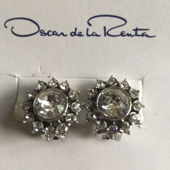 Oscar de la Renta Jewelry - Oscar De La Renta Swarovski Clip-On Earrings